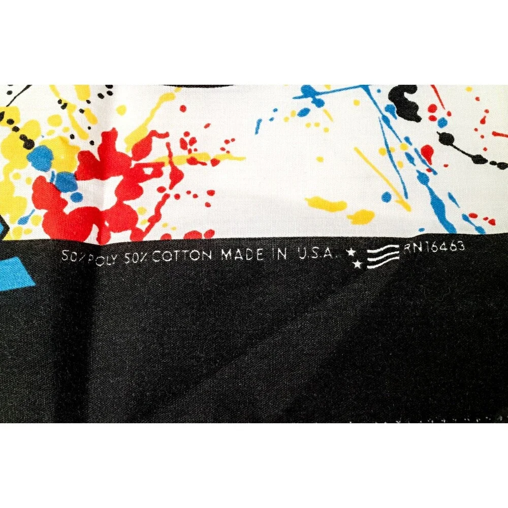 Vintage Disney Goofy Paint Splatter Bandana Handkerchief 50/50 Cotton Poly USA